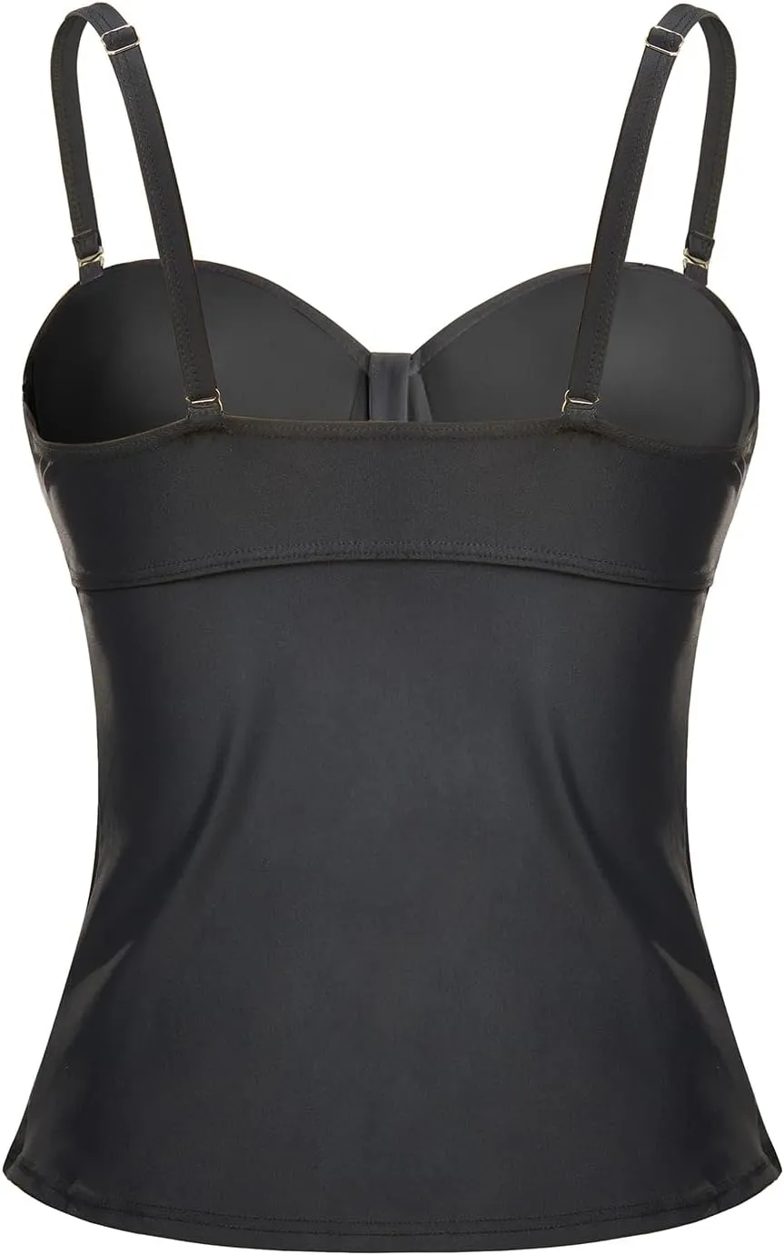 Women's Underwire Tankini Top Only Tummy Control Swimsuit Top Push Up Bathing Suit Top No Bottom