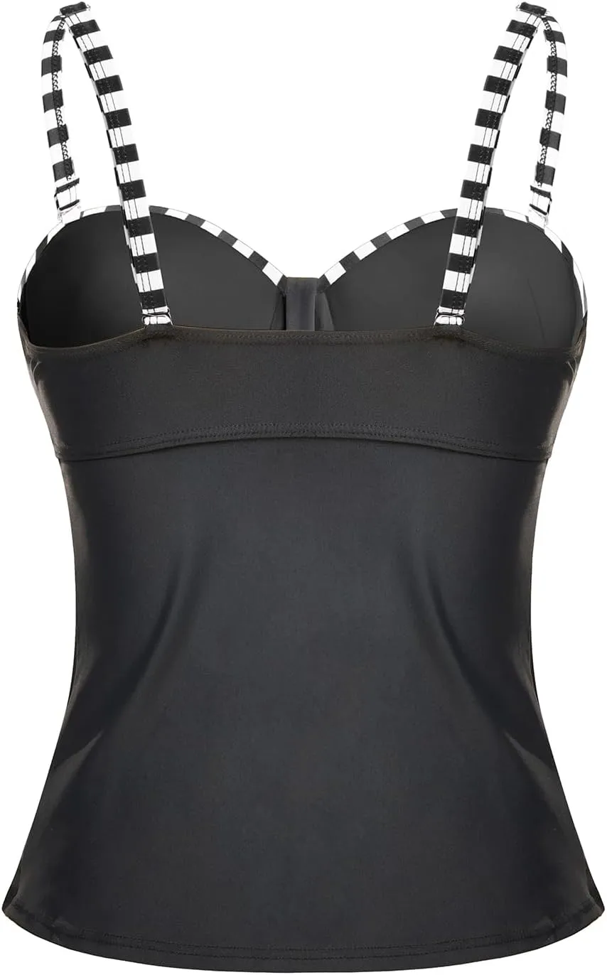 Women's Underwire Tankini Top Only Tummy Control Swimsuit Top Push Up Bathing Suit Top No Bottom