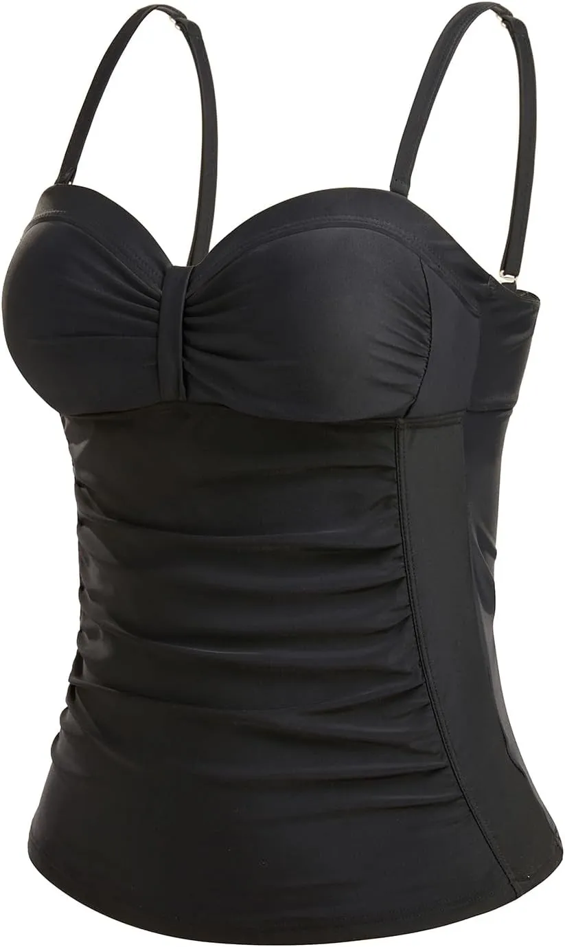 Women's Underwire Tankini Top Only Tummy Control Swimsuit Top Push Up Bathing Suit Top No Bottom