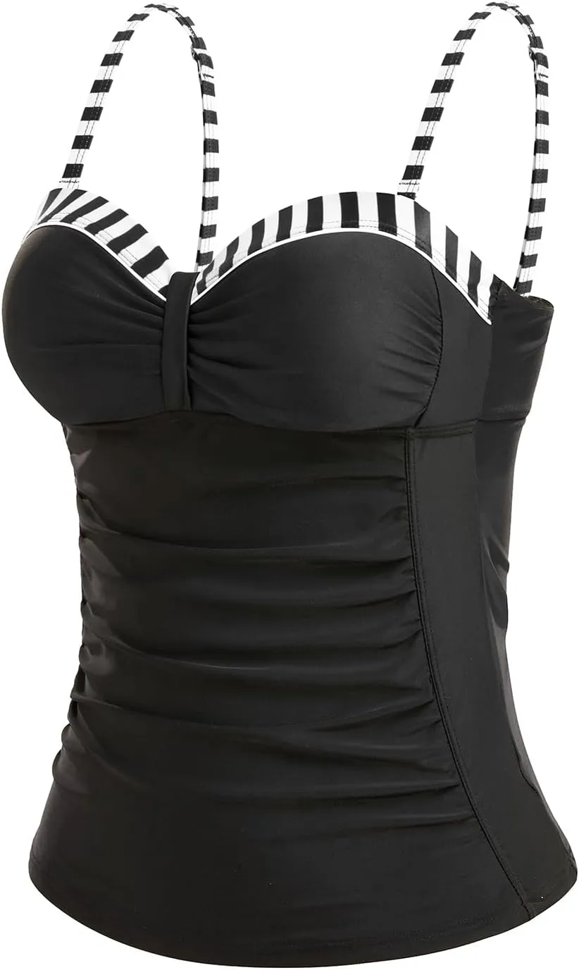 Women's Underwire Tankini Top Only Tummy Control Swimsuit Top Push Up Bathing Suit Top No Bottom
