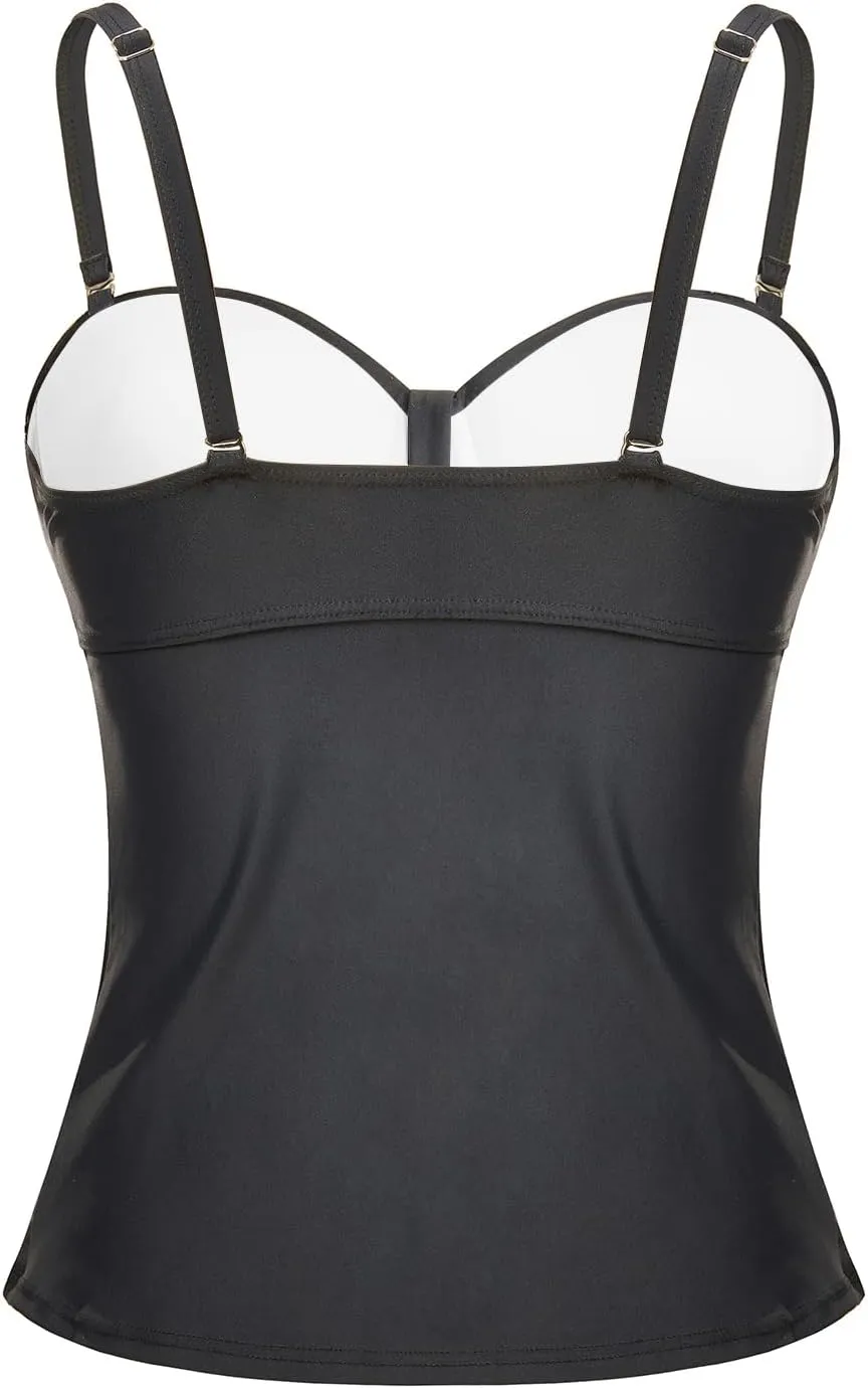 Women's Underwire Tankini Top Only Tummy Control Swimsuit Top Push Up Bathing Suit Top No Bottom