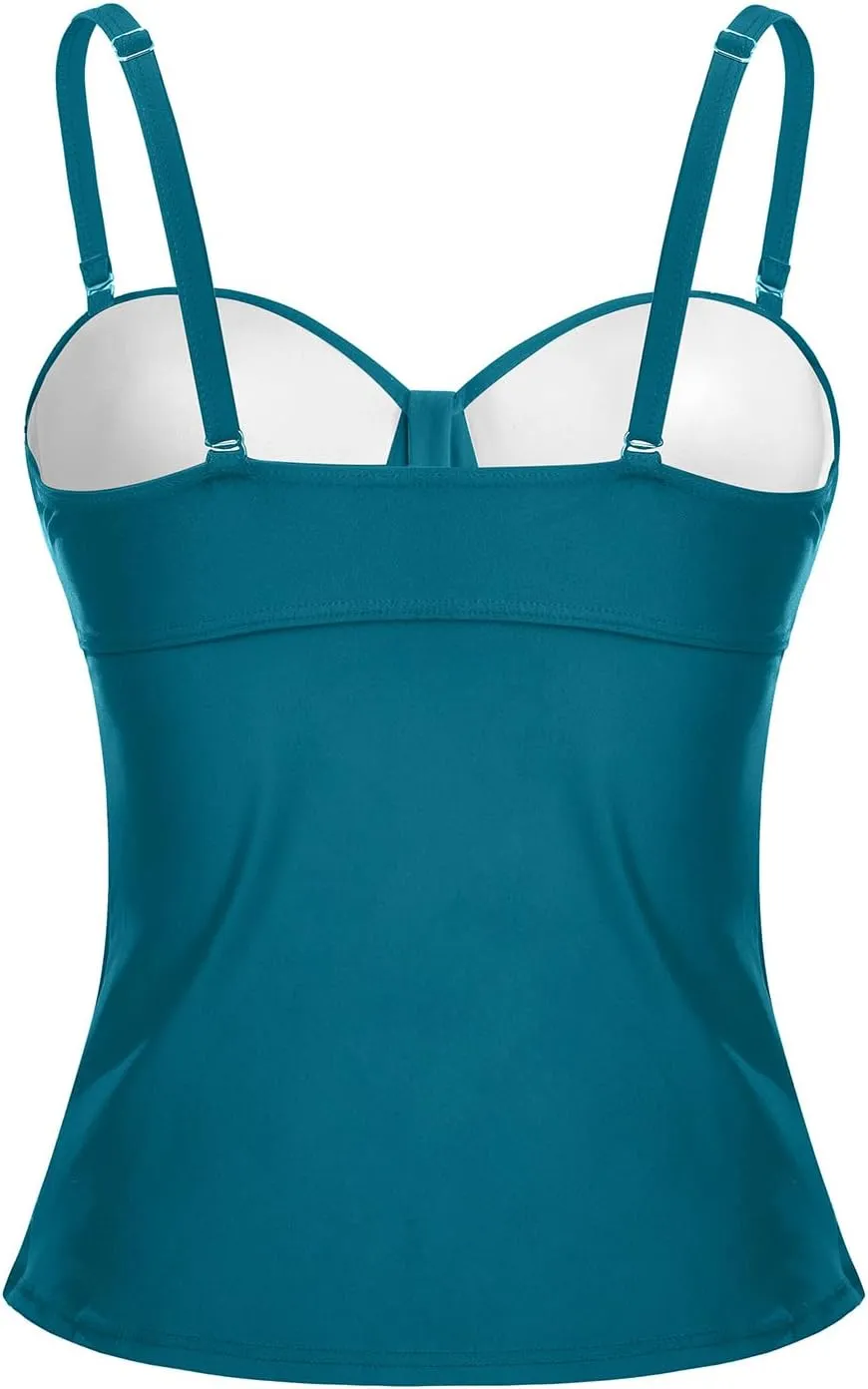 Women's Underwire Tankini Top Only Tummy Control Swimsuit Top Push Up Bathing Suit Top No Bottom