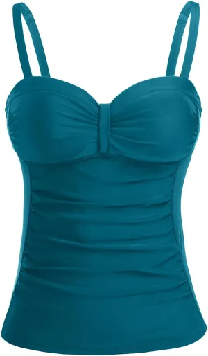 Women's Underwire Tankini Top Only Tummy Control Swimsuit Top Push Up Bathing Suit Top No Bottom