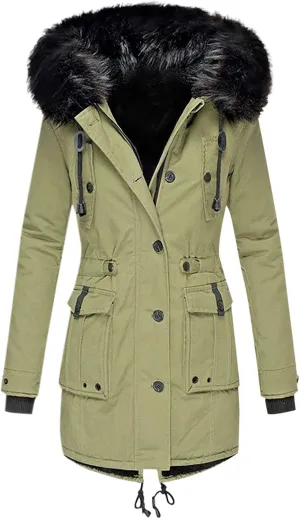 Womens Winter Coats Warm Thickened Sherpa Lined Jacket Hooded Outerwear Plus Size Puffer Parka Down Jackets Overcoat