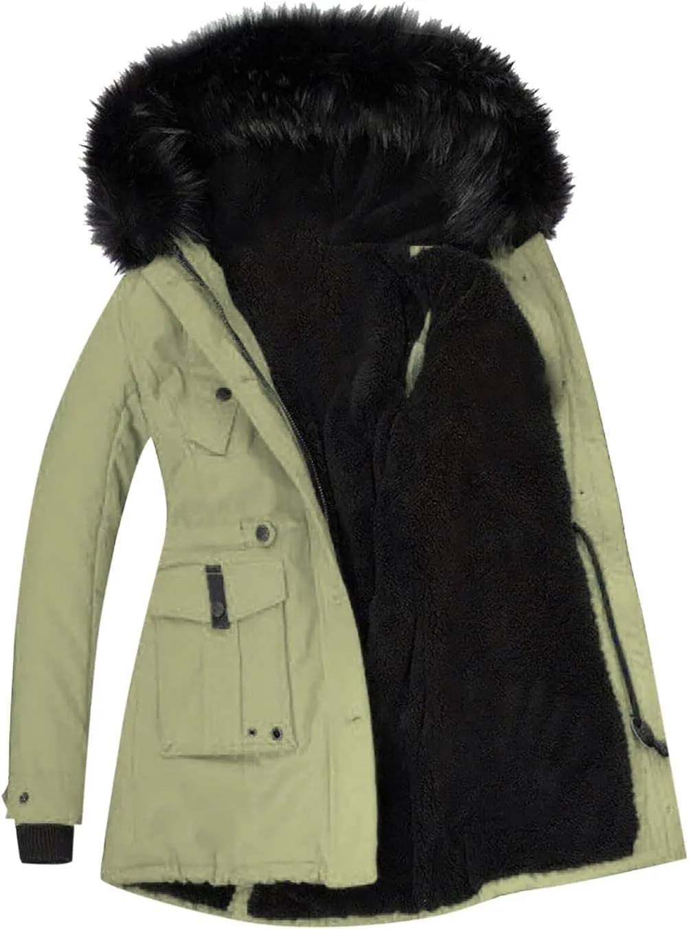 Womens Winter Coats Warm Thickened Sherpa Lined Jacket Hooded Outerwear Plus Size Puffer Parka Down Jackets Overcoat