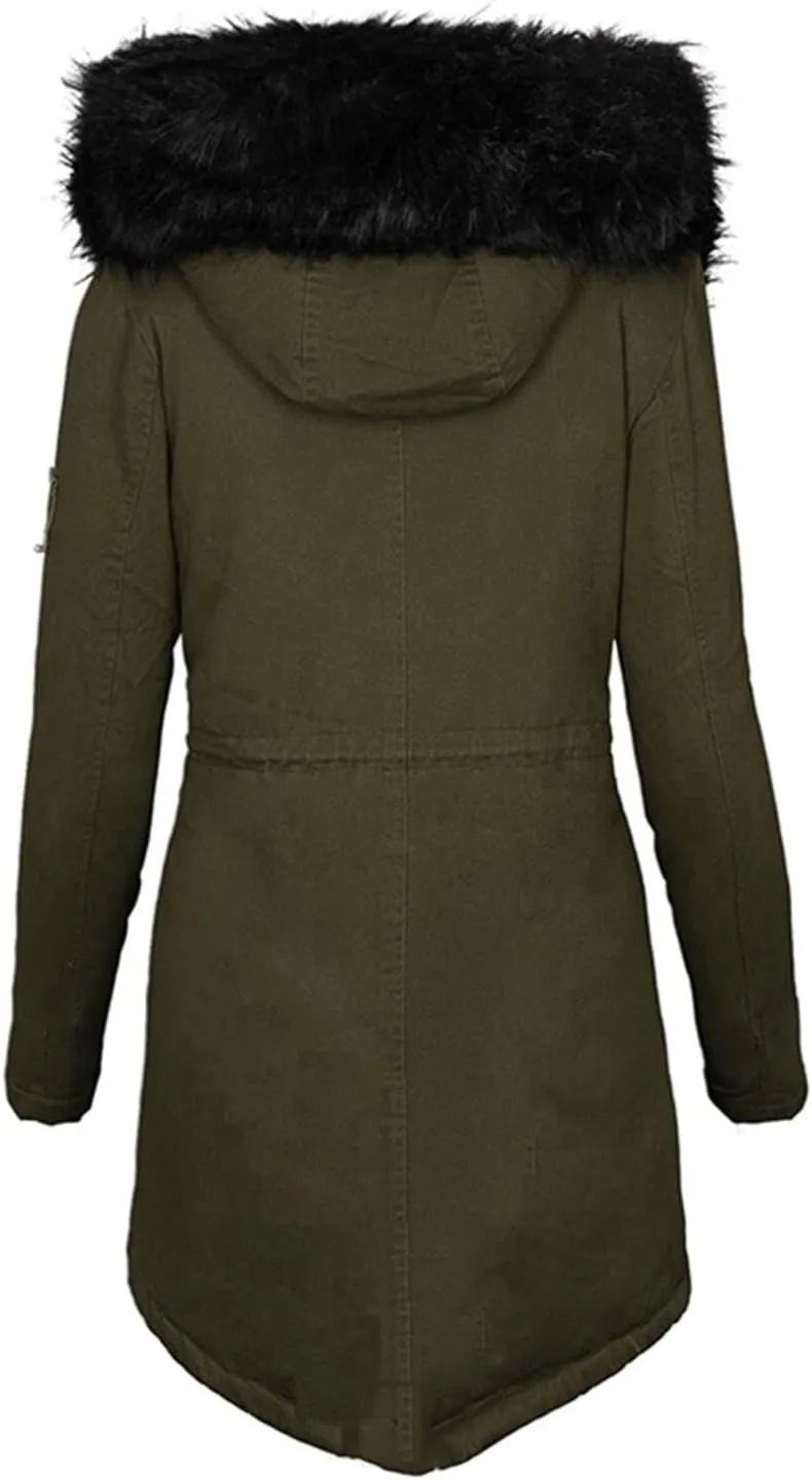 Womens Winter Coats Warm Thickened Sherpa Lined Jacket Hooded Outerwear Plus Size Puffer Parka Down Jackets Overcoat