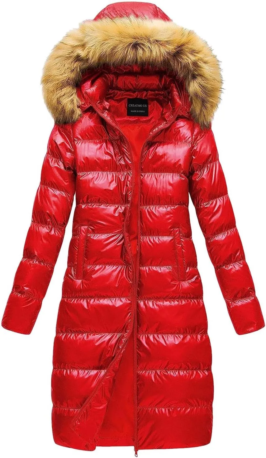 Women's Winter Hooded Long Quilted Puffer Trench Coat Zip Up Padded Puffy Down Jacket Outerwear