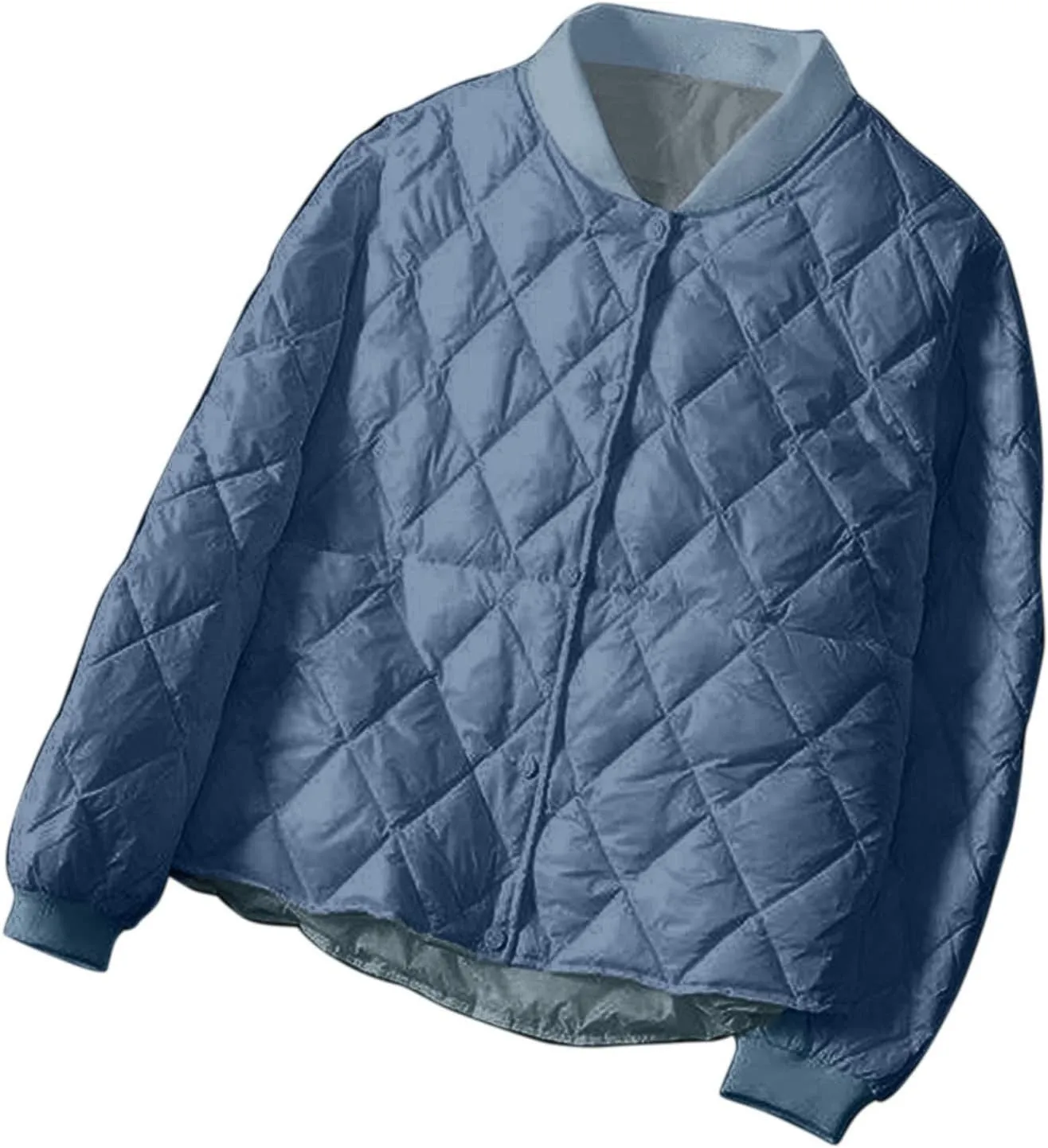 Womens Winter Puffer Jacket 2023, Long Sleeve Full-Zip Quilted Baggy Cotton Jacket Lightweight Padded Down Coat