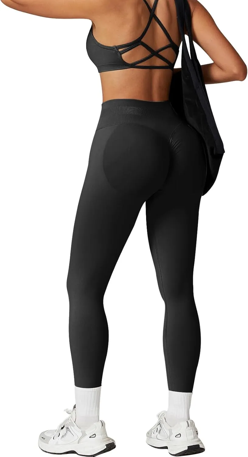 Womens Workout Leggings Seamless Tummy Control Yoga Pants Scrunch Butt Lifting Compression Gym Athletic Leggings