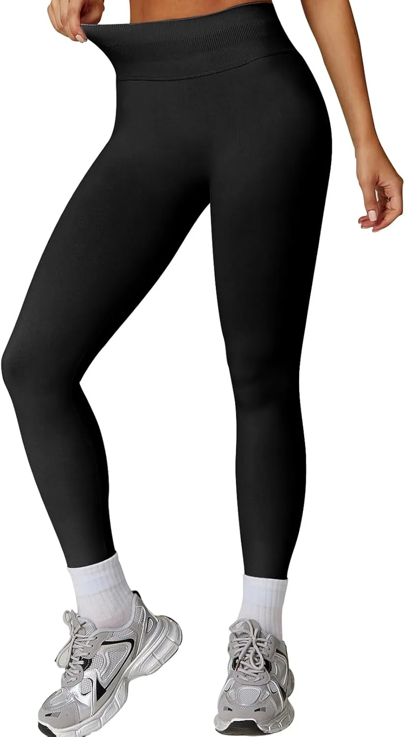 Womens Workout Leggings Seamless Tummy Control Yoga Pants Scrunch Butt Lifting Compression Gym Athletic Leggings