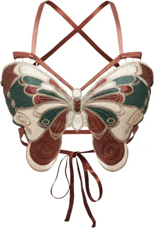 Women's Y2K Butterfly Shape Cami Top Spaghetti Strap Tie Backless Slim Fit Tank Top Camisole Crop Top
