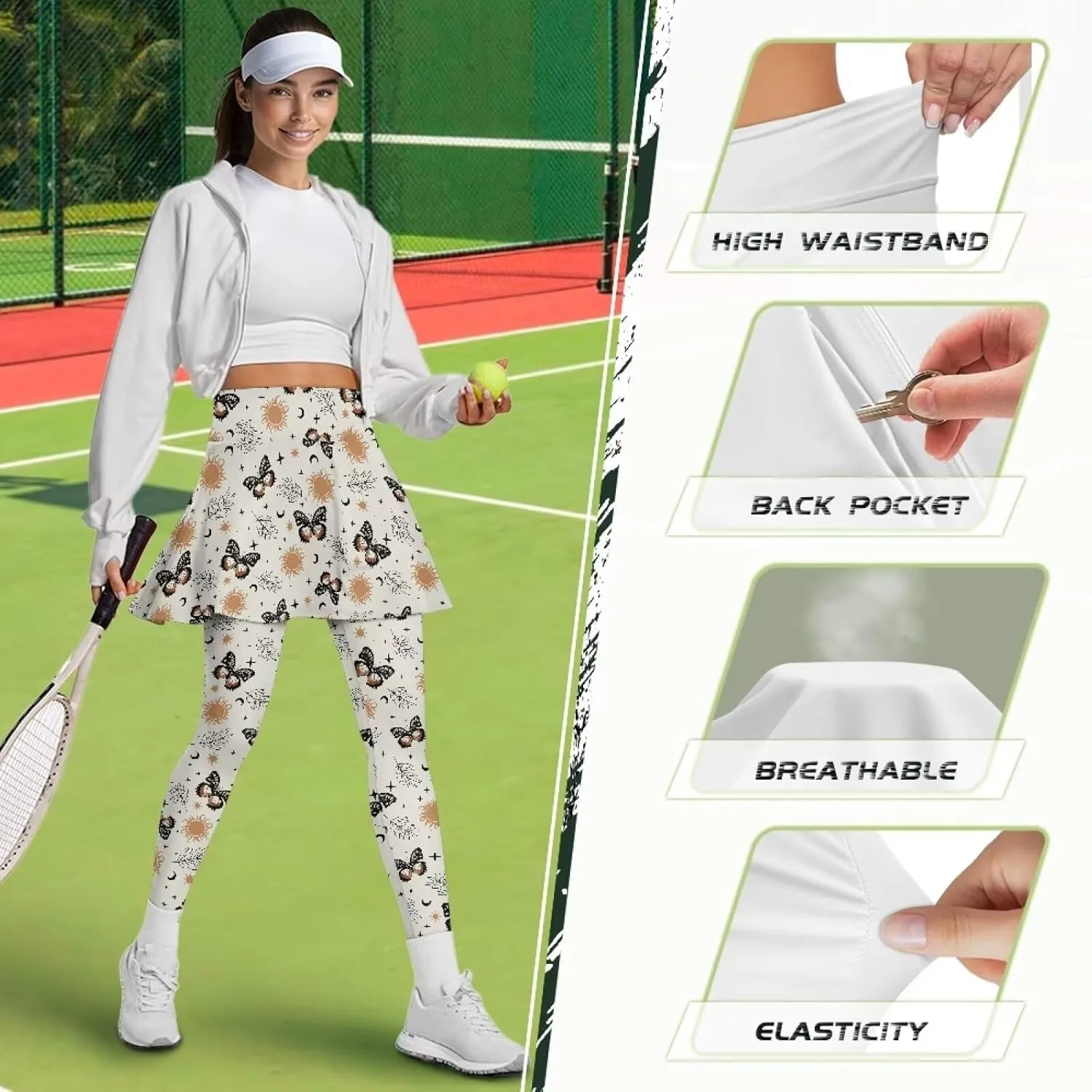 Women's Yoga Skirt Athletic Skirted Leggings High Waist Yoga Leggings with Skirts