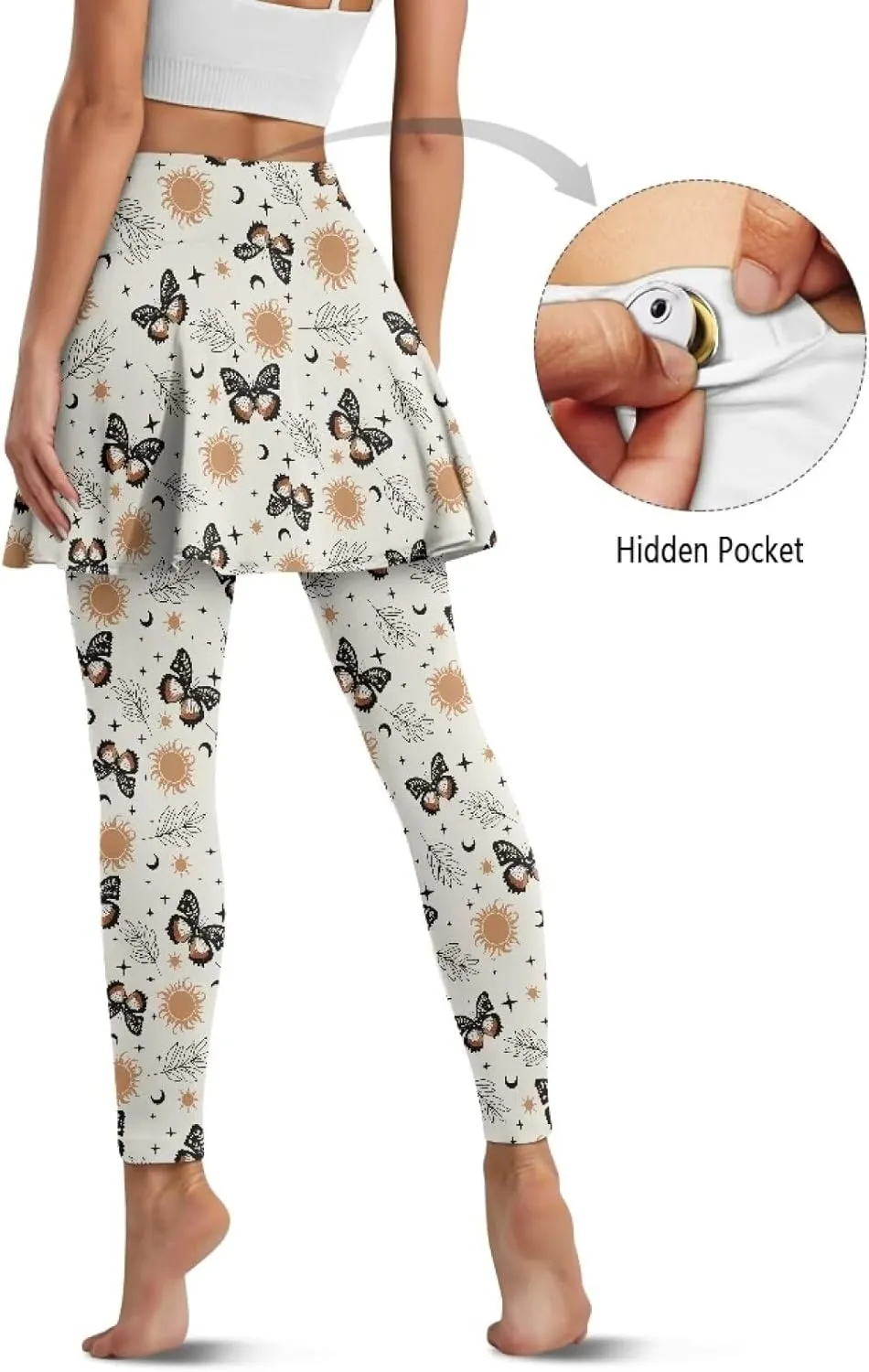 Women's Yoga Skirt Athletic Skirted Leggings High Waist Yoga Leggings with Skirts