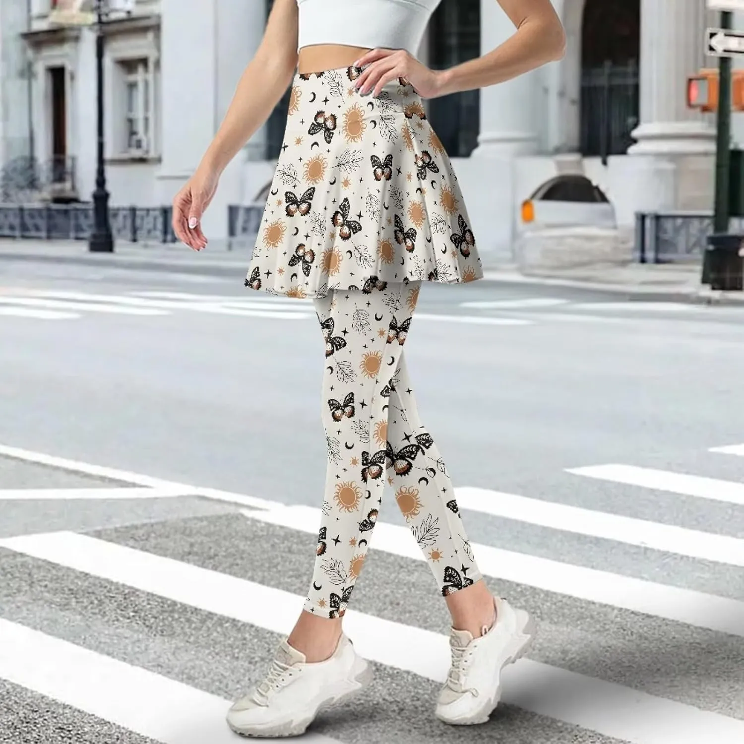 Women's Yoga Skirt Athletic Skirted Leggings High Waist Yoga Leggings with Skirts