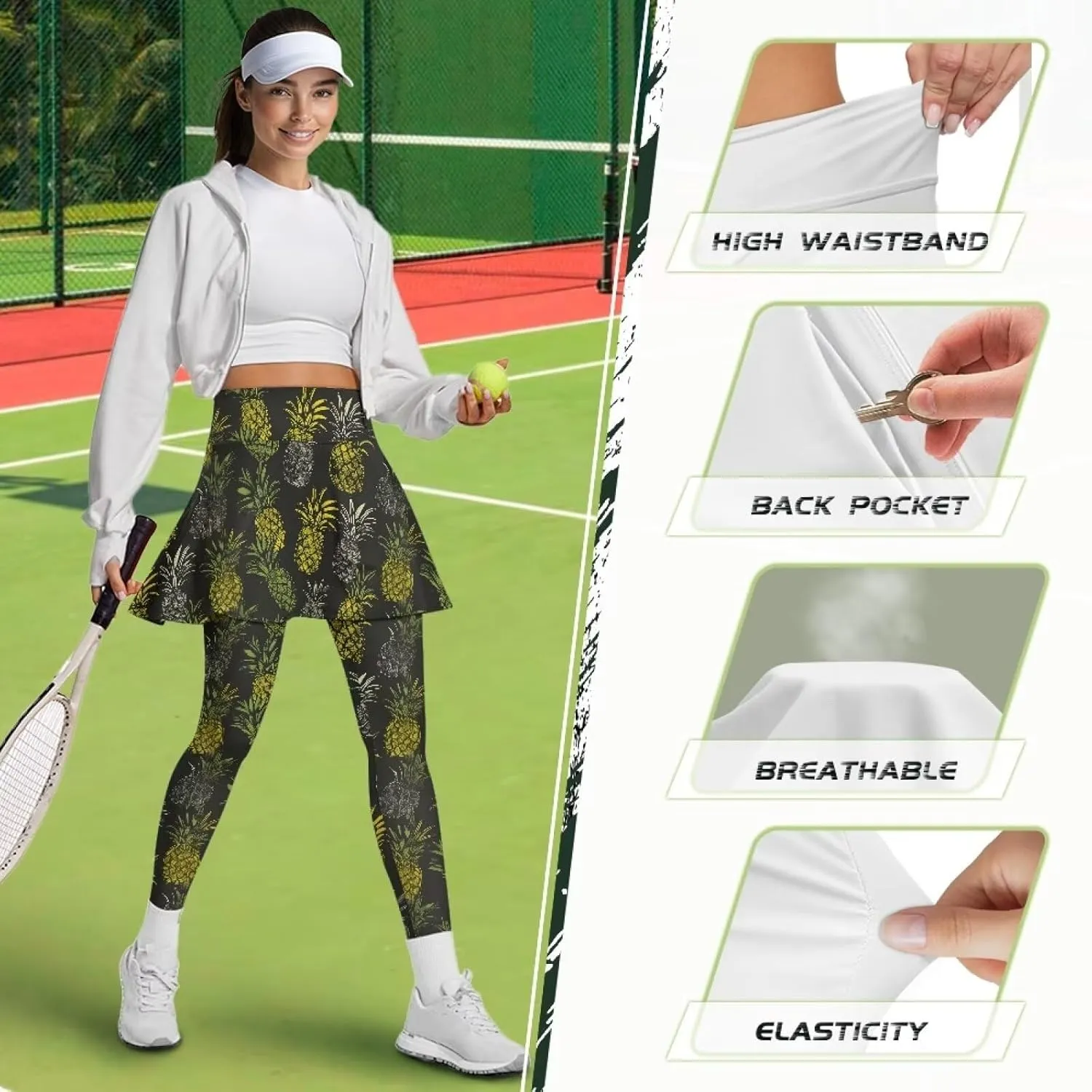 Women's Yoga Skirt Athletic Skirted Leggings High Waist Yoga Leggings with Skirts