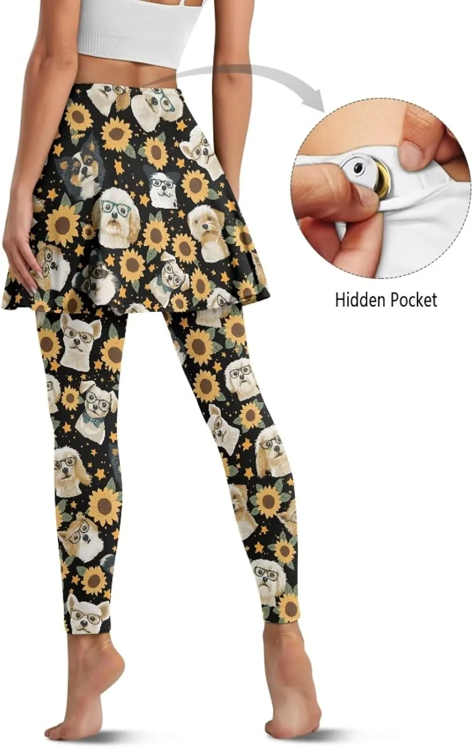 Women's Yoga Skirt Athletic Skirted Leggings High Waist Yoga Leggings with Skirts