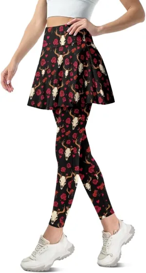 Women's Yoga Skirt Athletic Skirted Leggings High Waist Yoga Leggings with Skirts