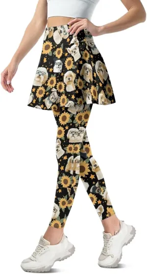 Women's Yoga Skirt Athletic Skirted Leggings High Waist Yoga Leggings with Skirts