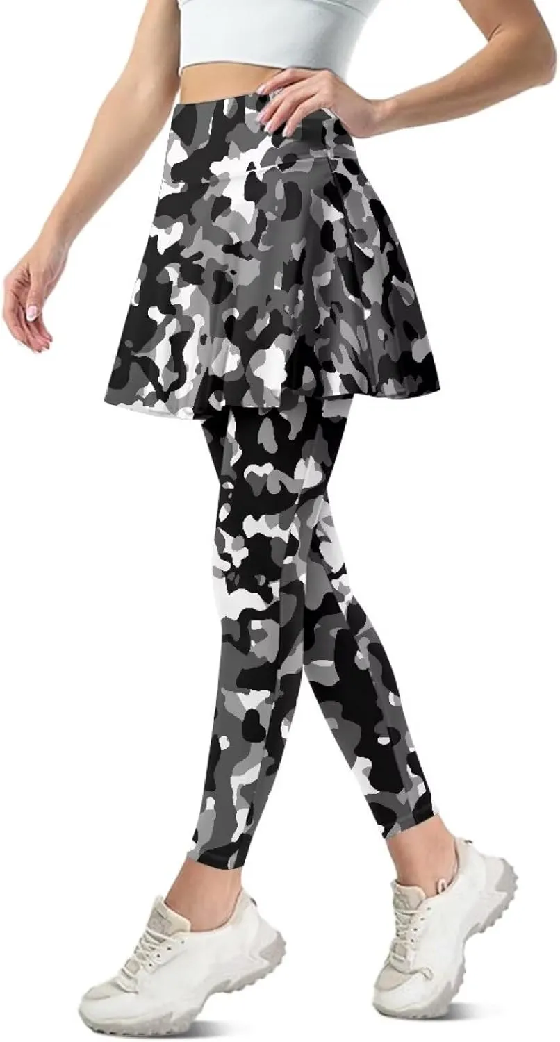 Women's Yoga Skirt Athletic Skirted Leggings High Waist Yoga Leggings with Skirts