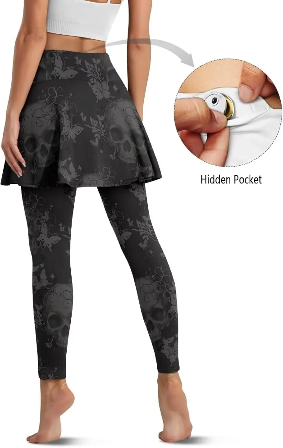 Women's Yoga Skirt Athletic Skirted Leggings High Waist Yoga Leggings with Skirts