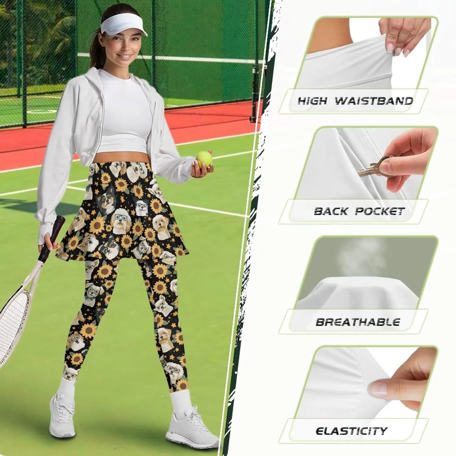 Women's Yoga Skirt Athletic Skirted Leggings High Waist Yoga Leggings with Skirts