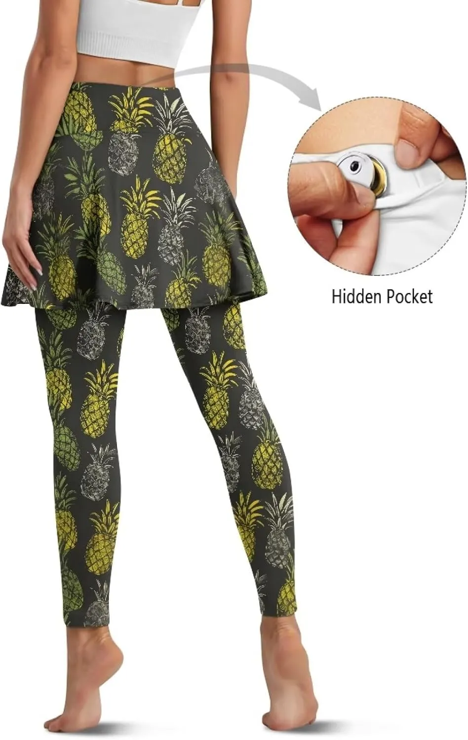 Women's Yoga Skirt Athletic Skirted Leggings High Waist Yoga Leggings with Skirts