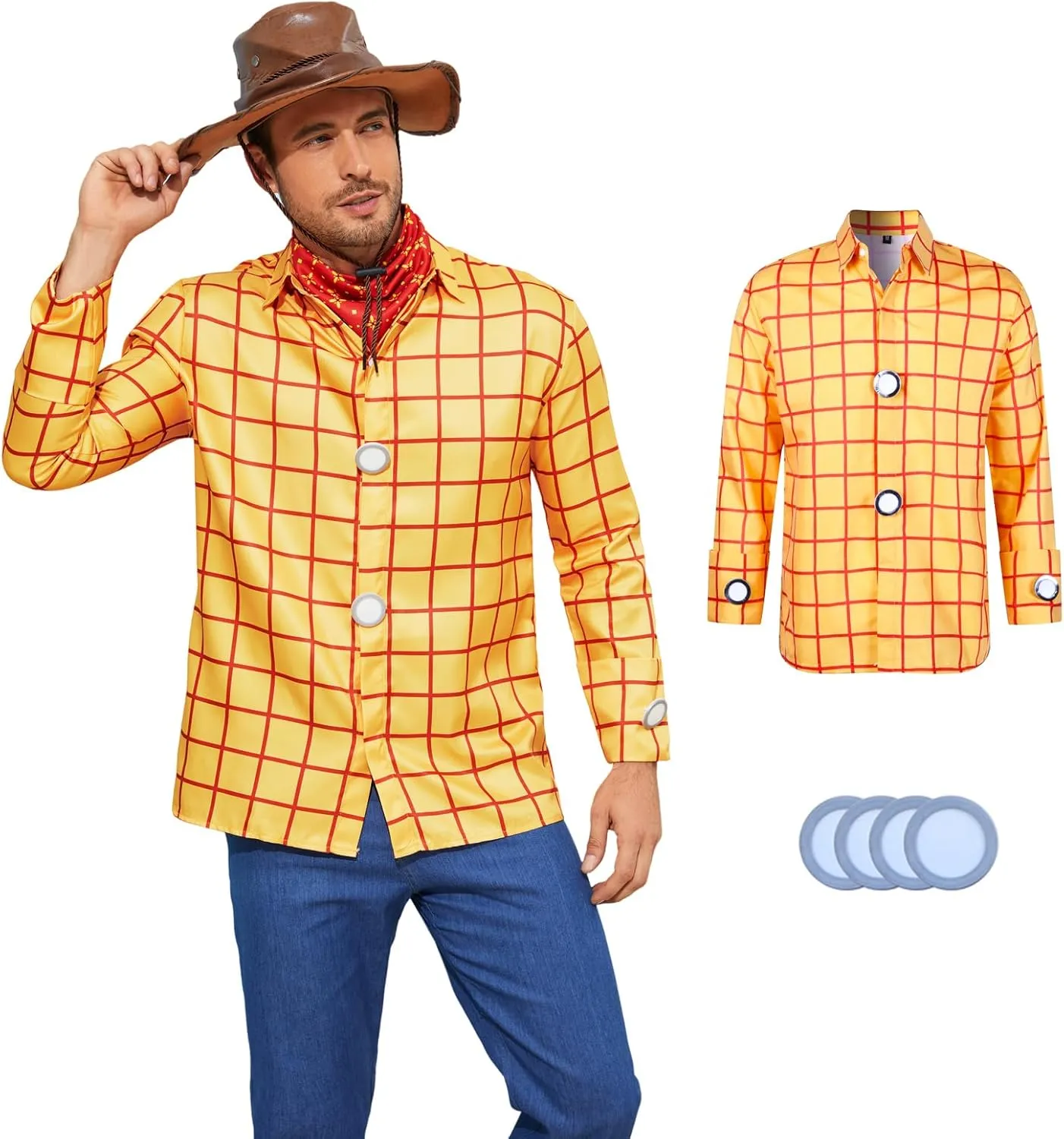 Woody Shirt Men's Plaid Button Down Long Sleeve Work Casual Shirt