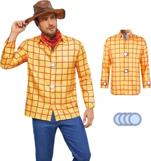 Woody Shirt Men's Plaid Button Down Long Sleeve Work Casual Shirt