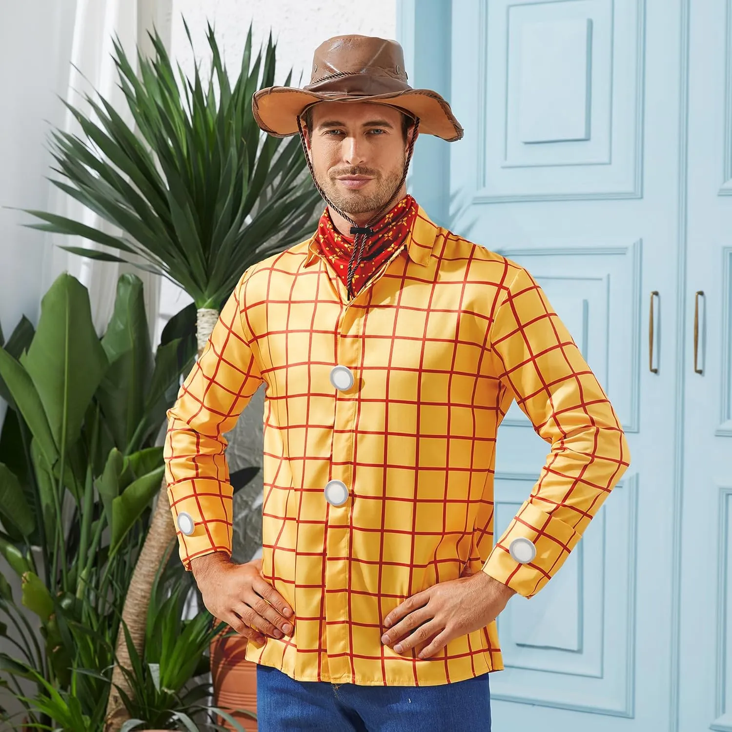 Woody Shirt Men's Plaid Button Down Long Sleeve Work Casual Shirt