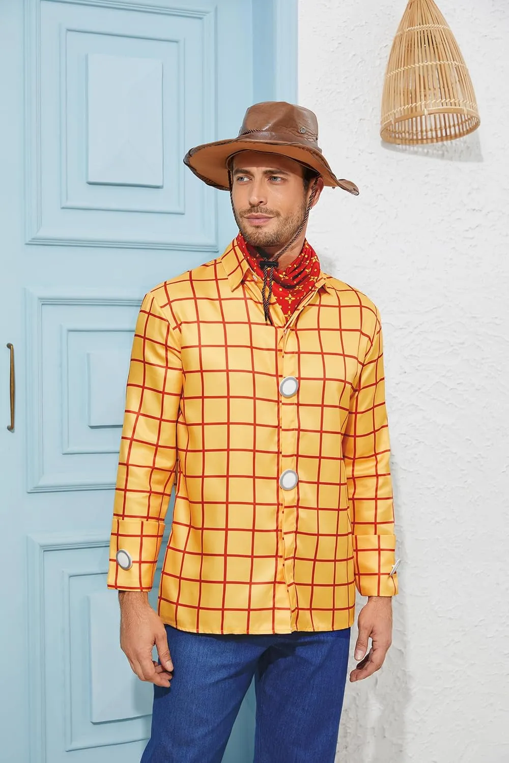 Woody Shirt Men's Plaid Button Down Long Sleeve Work Casual Shirt