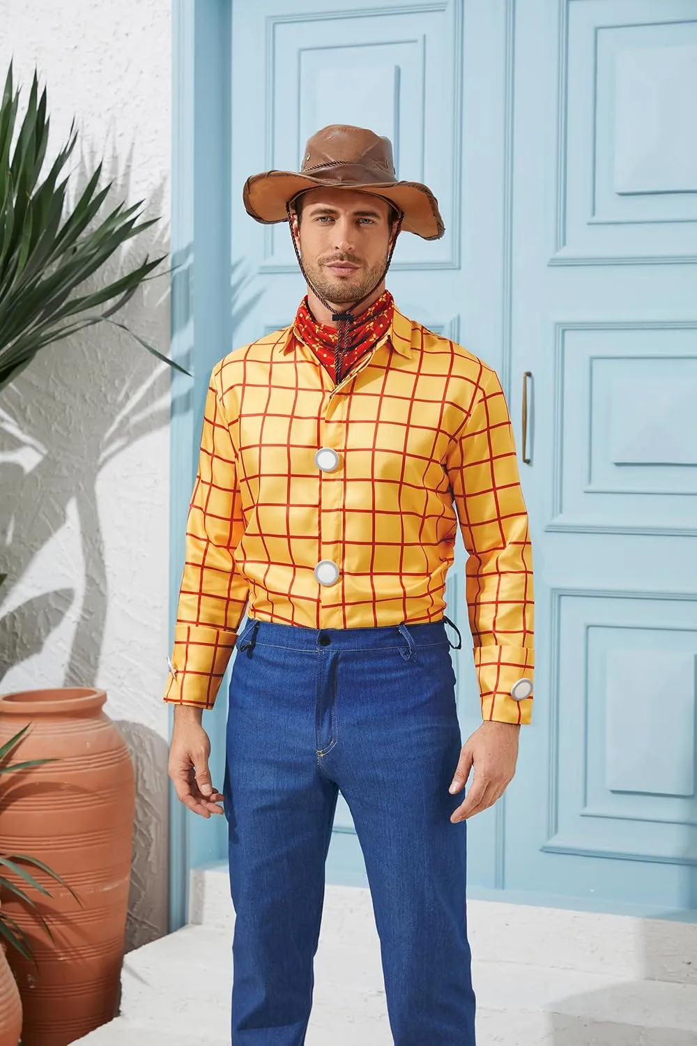 Woody Shirt Men's Plaid Button Down Long Sleeve Work Casual Shirt
