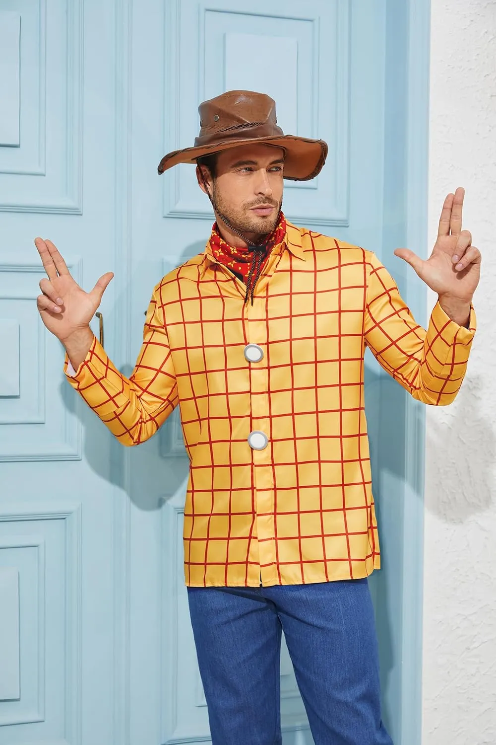 Woody Shirt Men's Plaid Button Down Long Sleeve Work Casual Shirt