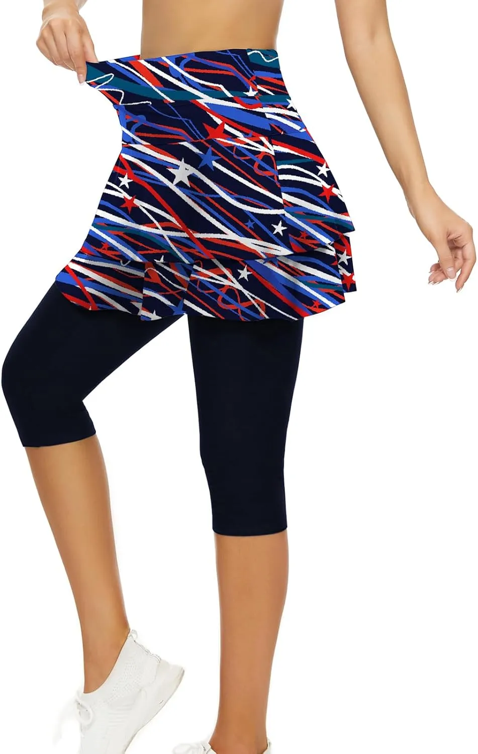 WOWENY Tennis Skirted Leggings with Pockets for Women Golf Skapri Leggings with Skirt