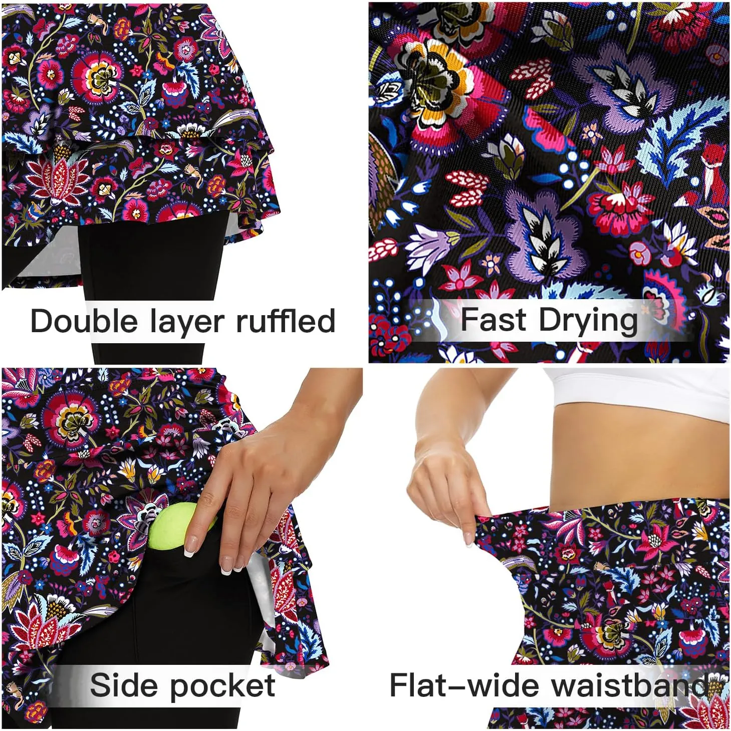 WOWENY Tennis Skirted Leggings with Pockets for Women Golf Skapri Leggings with Skirt