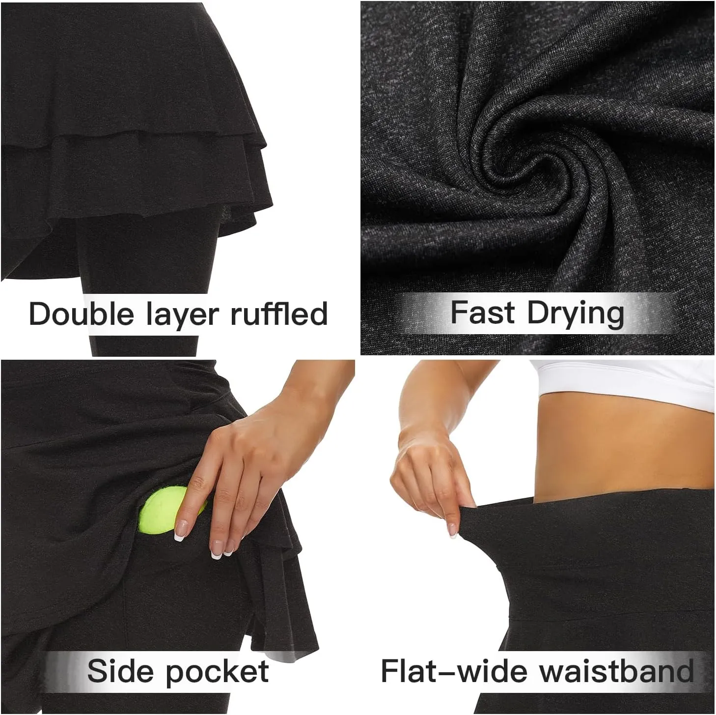 WOWENY Tennis Skirted Leggings with Pockets for Women Golf Skapri Leggings with Skirt