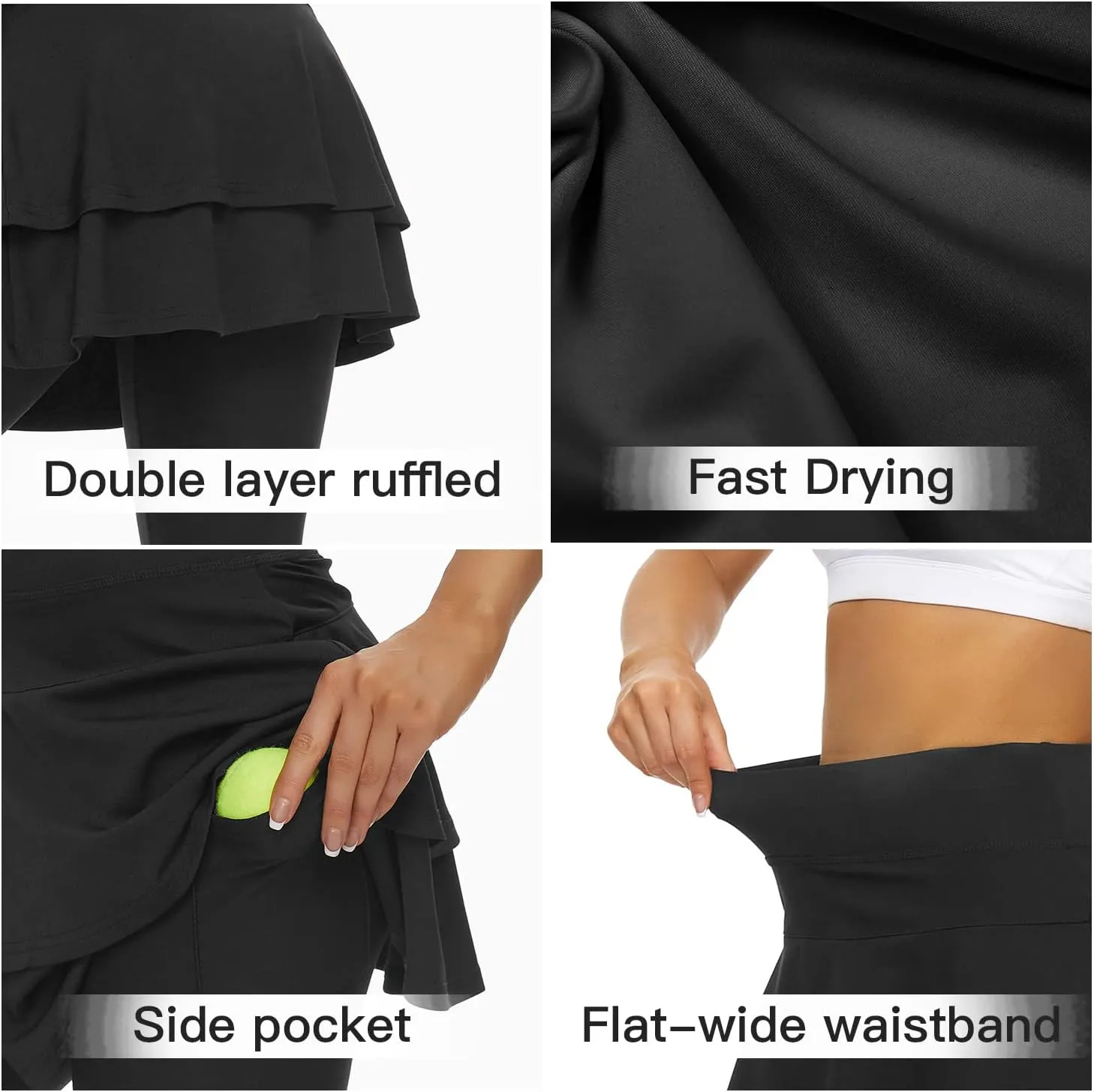 WOWENY Tennis Skirted Leggings with Pockets for Women Golf Skapri Leggings with Skirt