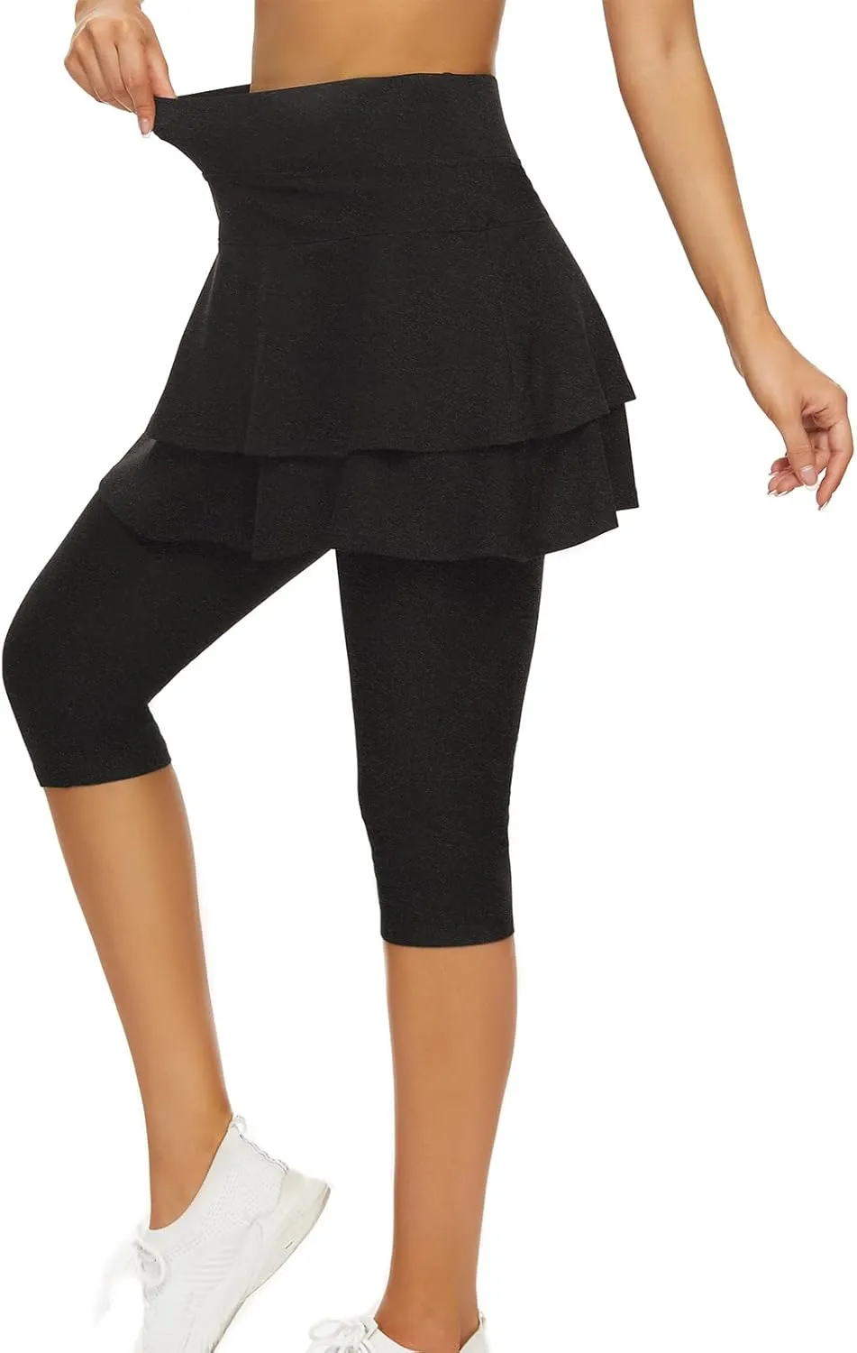 WOWENY Tennis Skirted Leggings with Pockets for Women Golf Skapri Leggings with Skirt