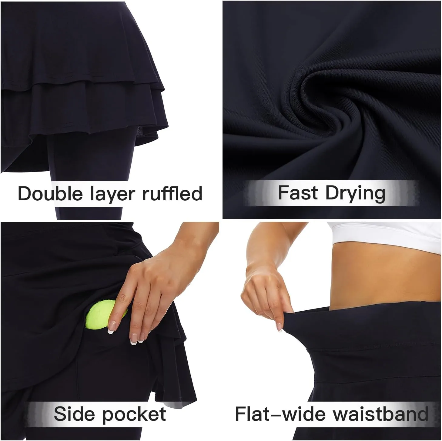 WOWENY Tennis Skirted Leggings with Pockets for Women Golf Skapri Leggings with Skirt