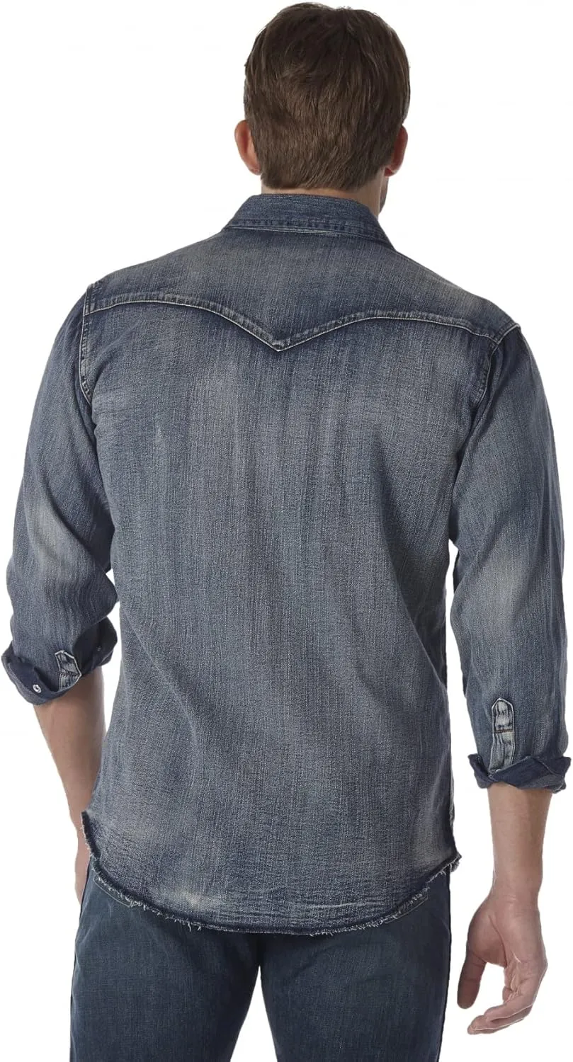 Wrangler Men's Cowboy Cut Western Long Sleeve Snap Work Shirt Firm Finish