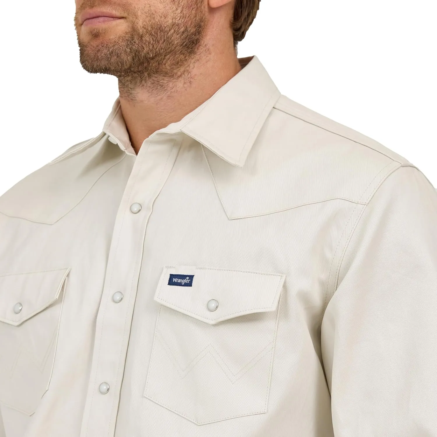 Wrangler Men's Cowboy Cut Work Western Long-Sleeve Snap Work Shirt Firm Finish