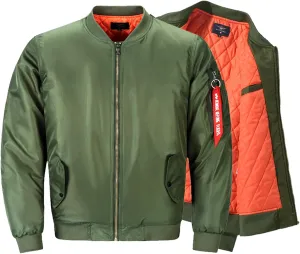 XIAXOGOOL Men's Varsity Jackets Plus Size Bomber Jacket Stand Collar Zip Up Diamond Quilted Jacket Winter Windbreaker Coat