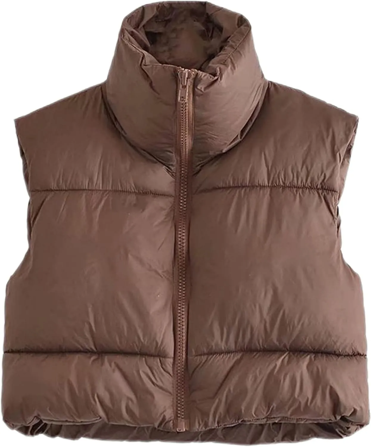 Yidarer Women's Full Zip Up Warm Crop Vest Sleeveless Puffer Vest Lightweight Padded Gilet