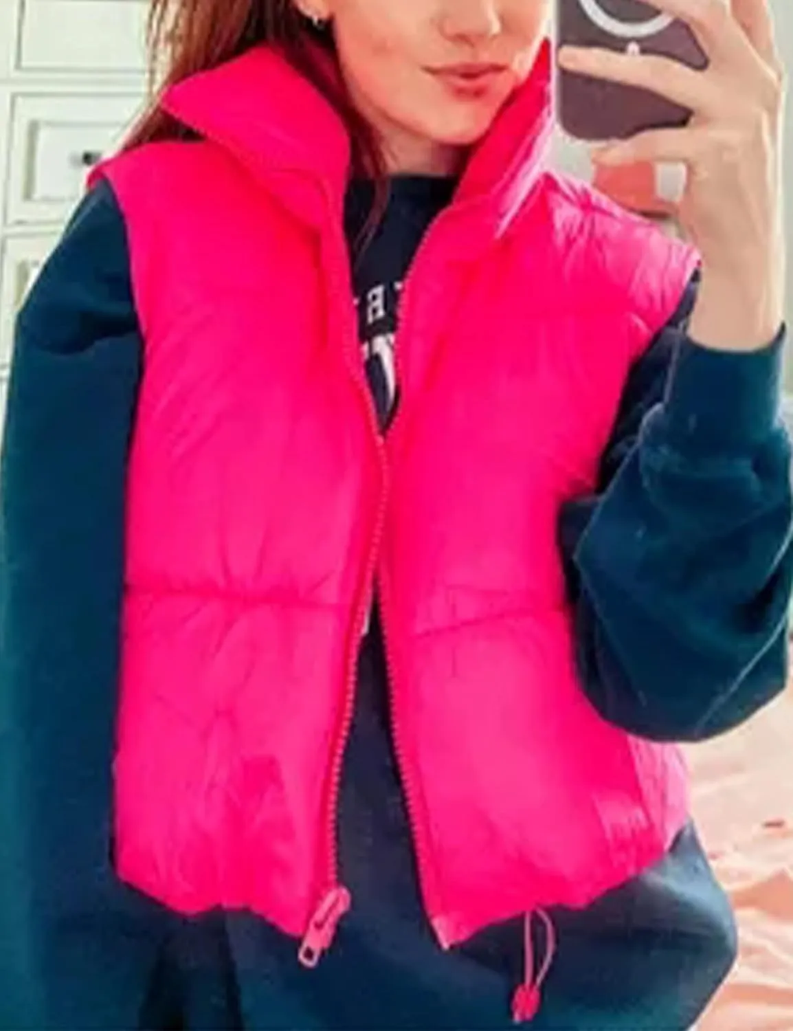 Yidarer Women's Full Zip Up Warm Crop Vest Sleeveless Puffer Vest Lightweight Padded Gilet