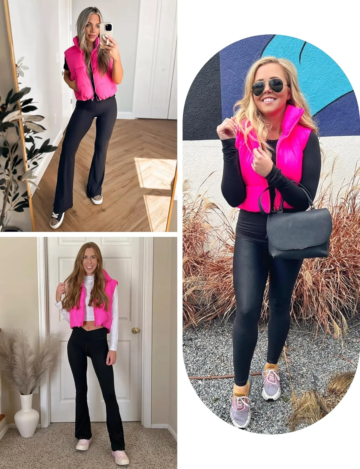 Yidarer Women's Full Zip Up Warm Crop Vest Sleeveless Puffer Vest Lightweight Padded Gilet