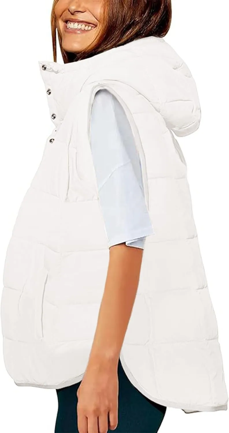 Yidarer Women's Oversized Pullover Puffer Vest Sleeveless Lightweight Warm Quilted Hooded Coat