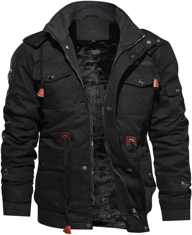 Ymosrh Winter Jackets for Men Men's Cashmere Thickened Pocket Cotton Coat Outwear Breathable Jean Jacket