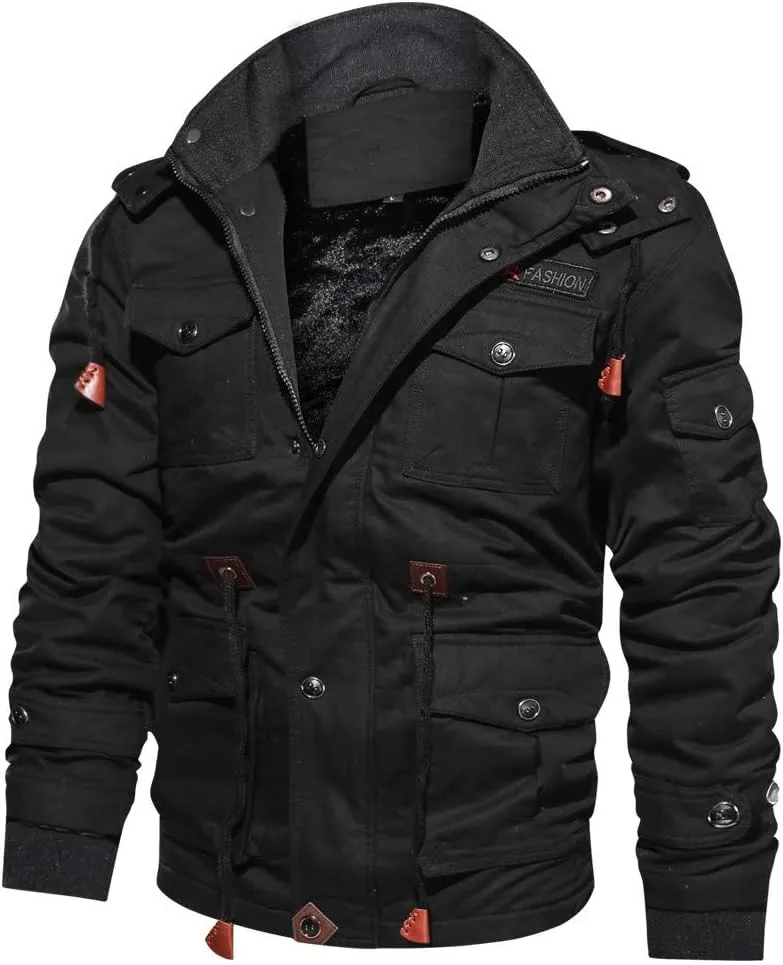 Ymosrh Winter Jackets for Men Men's Cashmere Thickened Pocket Cotton Coat Outwear Breathable Jean Jacket