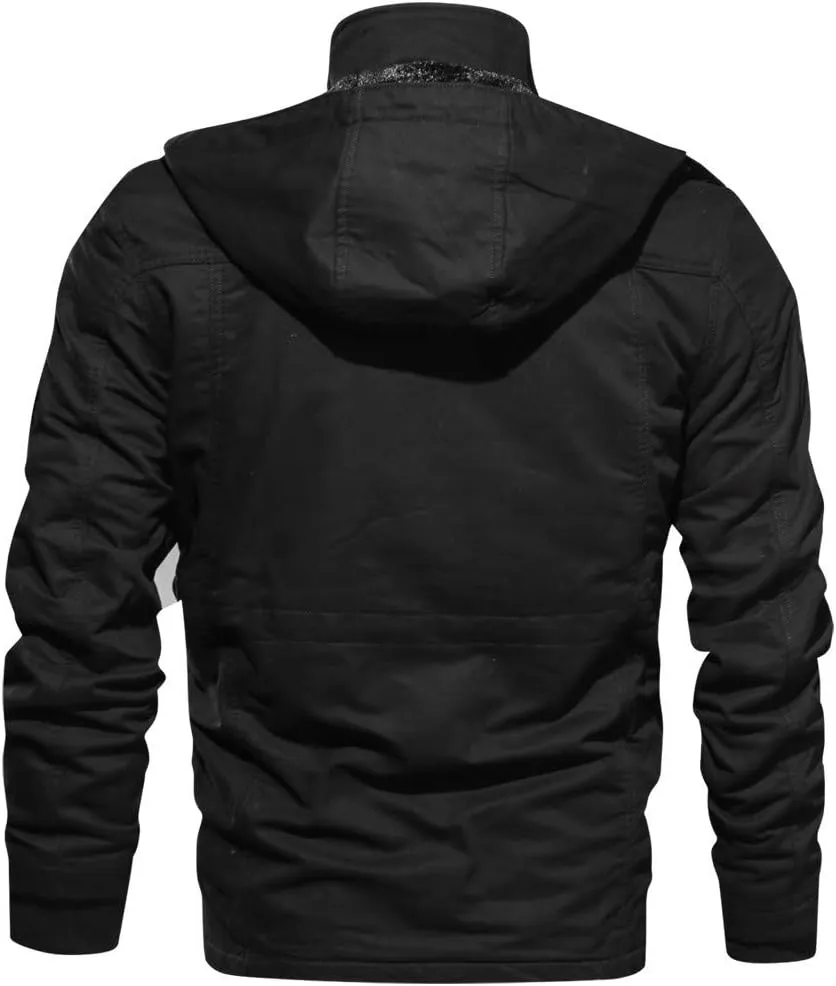 Ymosrh Winter Jackets for Men Men's Cashmere Thickened Pocket Cotton Coat Outwear Breathable Jean Jacket