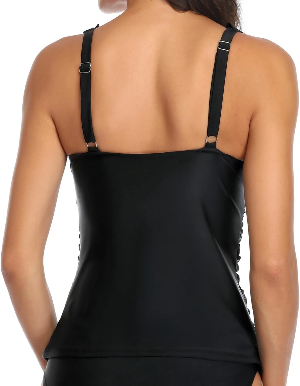 Yonique Women's Tankini Top Only Tummy Control Bathing Suit Top Ruffle Swimsuit Top V Neck Swim Tank Top No Bottom