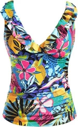 Yonique Women's Tankini Top Only Tummy Control Bathing Suit Top Ruffle Swimsuit Top V Neck Swim Tank Top No Bottom